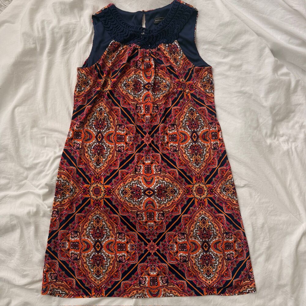 Jessica Howard Paisley Print Sleeveless Dress Boho Hippie